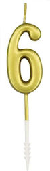 Birthday Candle Number "6" Gold 4.5cm