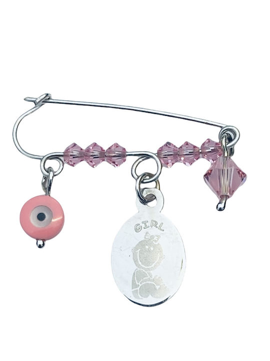 Brelocuri cu ac de siguranță Aur Alb K9 Fata Pink Eye Cristale