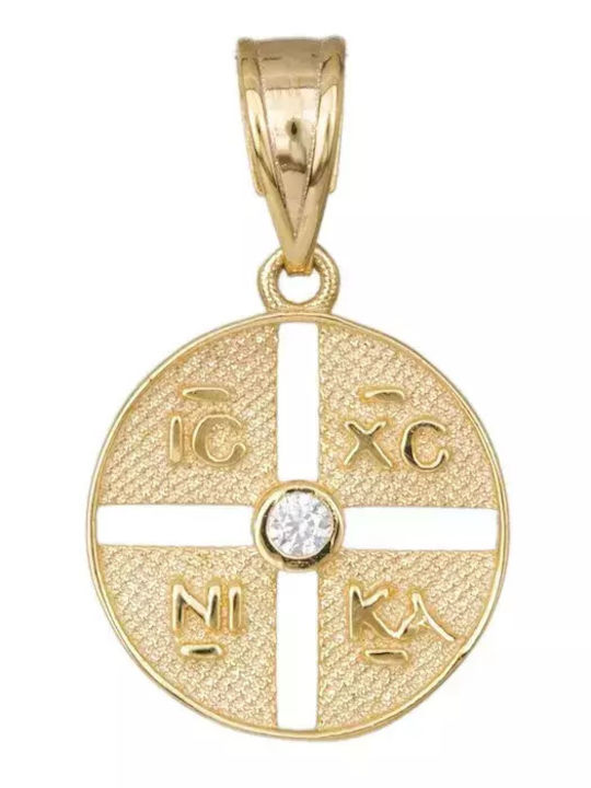 Kinder Amulette Gold Durchbohrtes Amulett Weißes Zirkon K9 037508 037508 Gold 9 Karate
