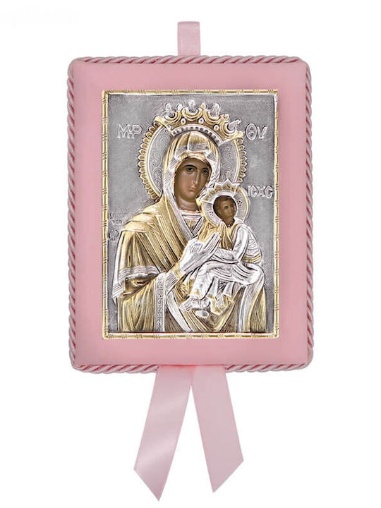 Silver Image Newborn Girl Virgin Mary Immaculate 14.5x11.5cm Local Gold Platings