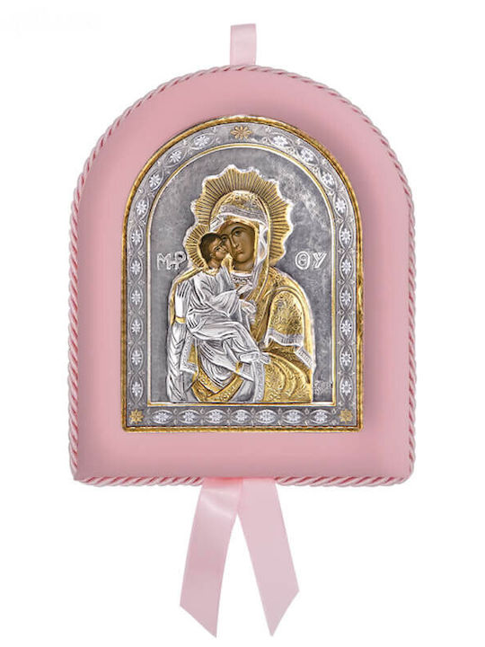 Silver Image Newborn Girl Virgin Mary of Akathist 17x14cm Local Gold Plating