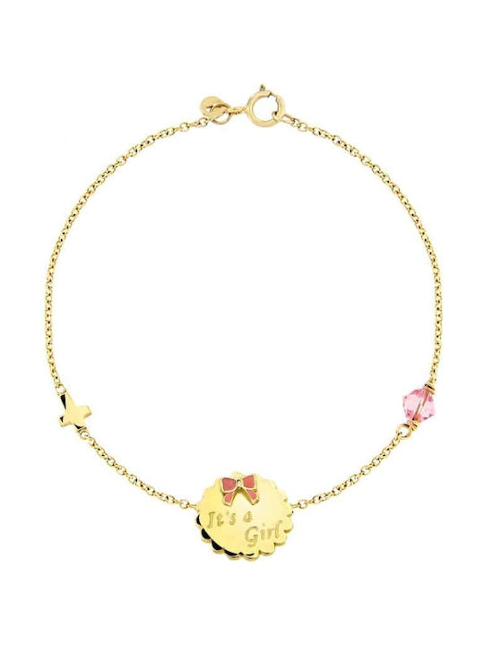 Κίτρινο Χρυσό Παιδικό Βραχιόλι Κ14 It's A Girl Br11100204