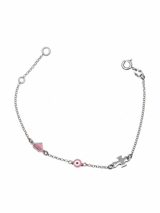 Paraxenies Kids Bracelet Chain 925 Evil Eye Cross Heart from Silver with Heart & Evil Eye