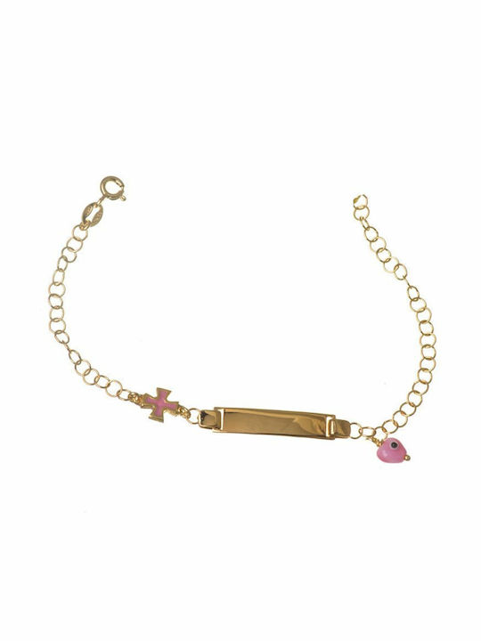Kids Bracelet Identity Gilded Silver Cross Evil Eye