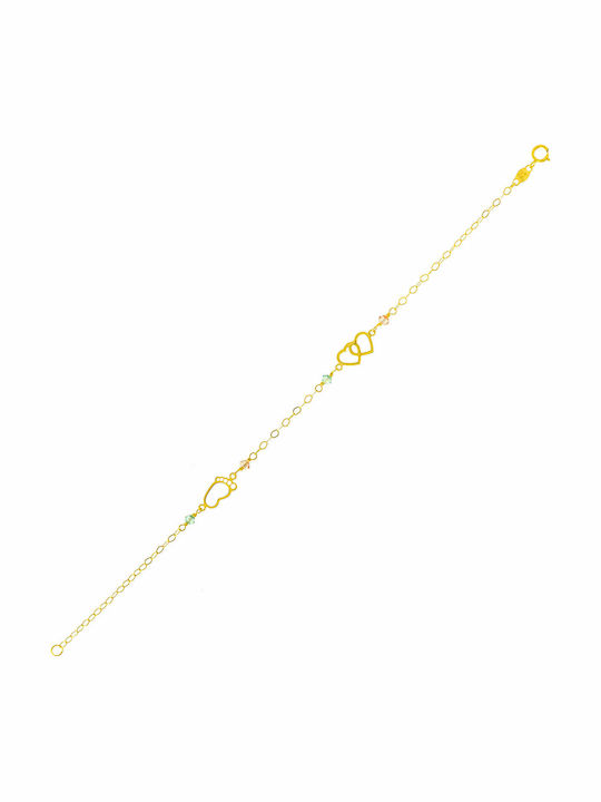 Papadopoulos Gold Детска Гривна Верига от Злато 14K с Сърце