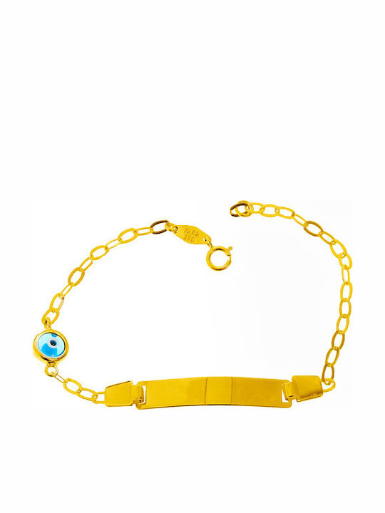 Xrisokosmima Kinderarmband ID aus Gold 9K mit Böses Auge