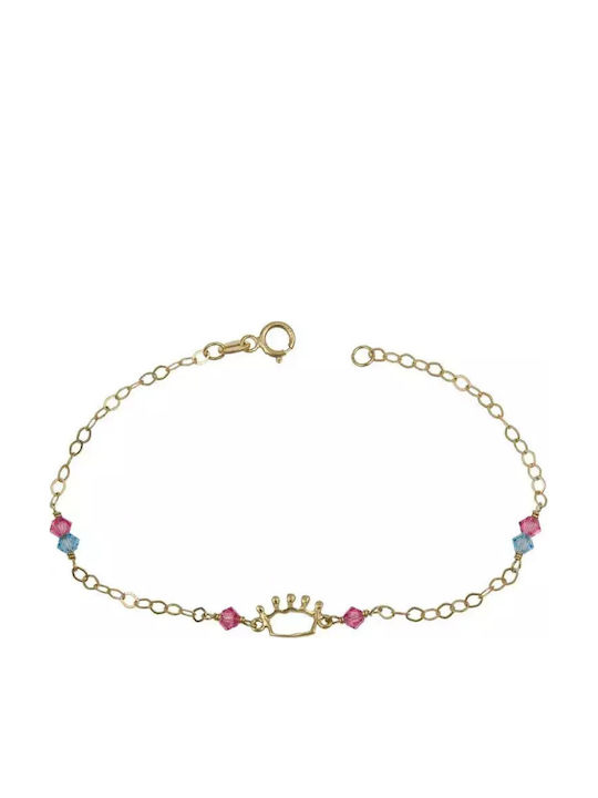 Kids Bracelet Chain Bracelet from Gold 9K with Stones & Crown
