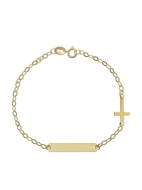 Atofio Kosmima Kids Bracelet ID from Gold 9K with Σταυρό Atofio Kosmima Kids Bracelet ID from Gold 9K with Σταυρό
