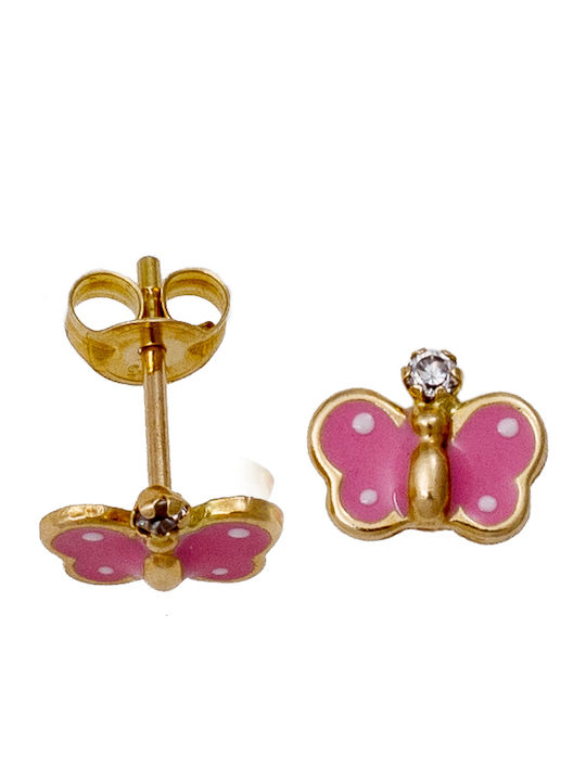 Детски Обеци Studs Пеперуди от Злато 14K