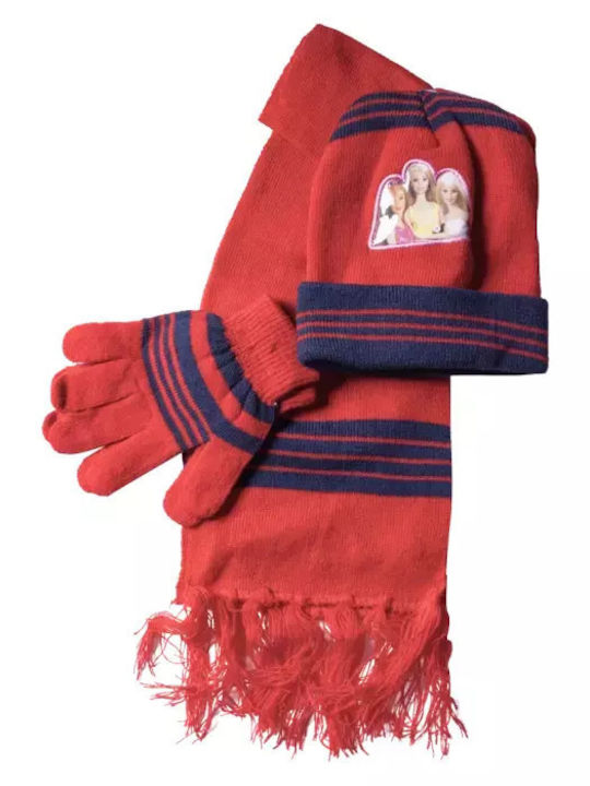 Set Căciuliță- fular- mănuși Barbie Friends Roșu