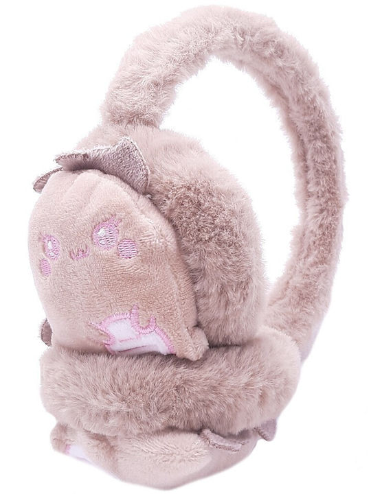 Furry Dinosaur Earmuffs Brown Light