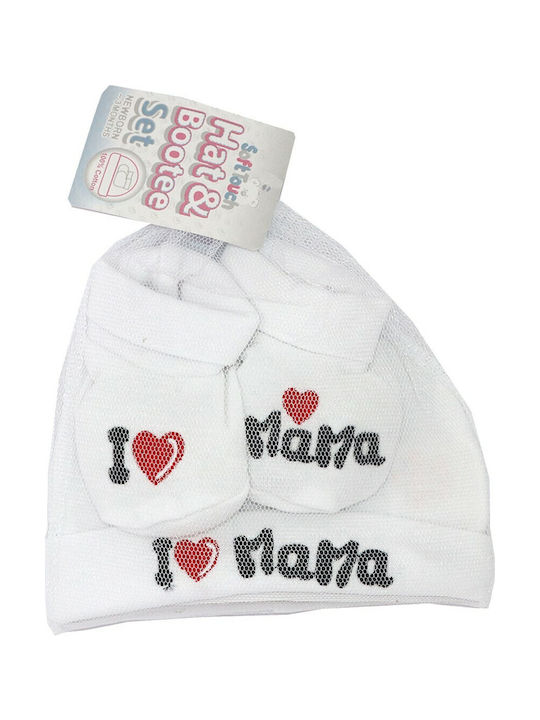 Soft Touch Kids Beanie Set with Socks Fabric White 2pcs
