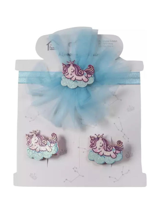 Kids' Set Hair Band Bobby Pins Unicorn Blue