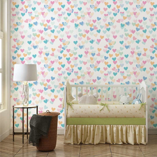Wallpapere pentru copii Ταπετσαρία Embosat Cu Pastă de Inimioare Colorate
