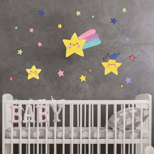 Kinder Wandsticker Bunte Sterne 100x30cm