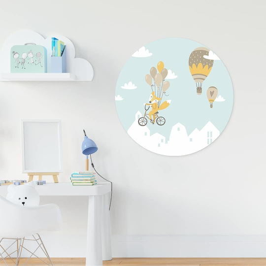 Кръгло Детско Табло PVC Летящи Животинчета 30x30см