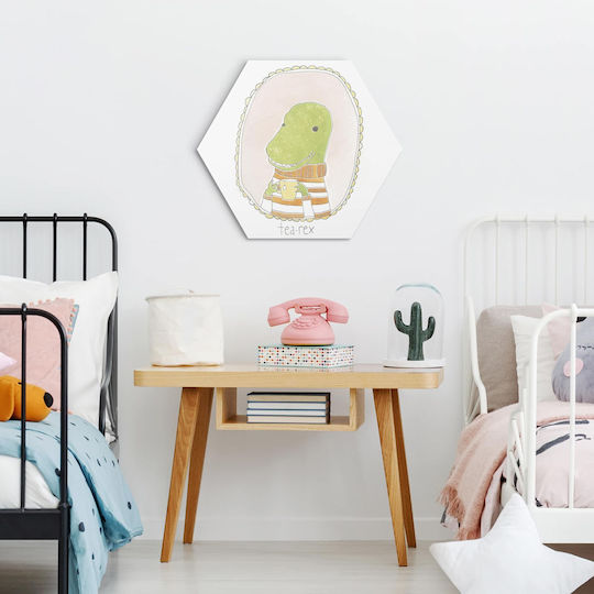 Hexagonal Kids Wall Art Small Tyrannosaurus Rex 25x22cm