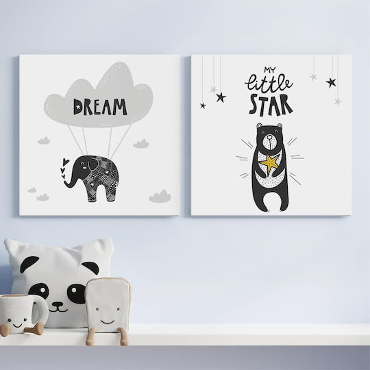 2-teiliger Kinder Wandkunst Leinwand Dream Little Star