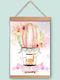 Kids Wall Decor Hot Air Balloon Banner Fabric Wooden Blocks 30x40 cm