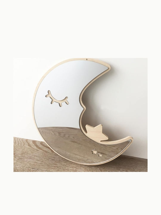 Caravelshop Oglindă Decorativă pentru Copii Auriu din Lemn 45x43cm