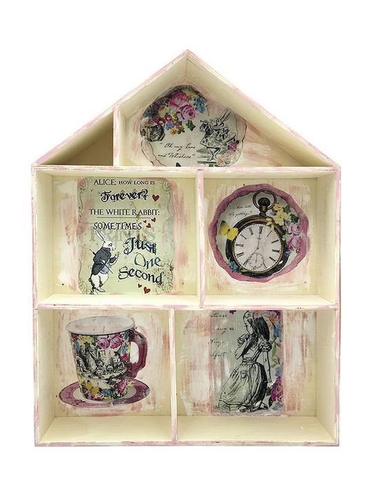 LiebeQueen Kids Wall Decor Pink made of Wood 45x8x35εκ.