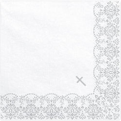 Kommunion-Servietten Ornament 33x33cm Silbern 1 Pack 20 Stücke