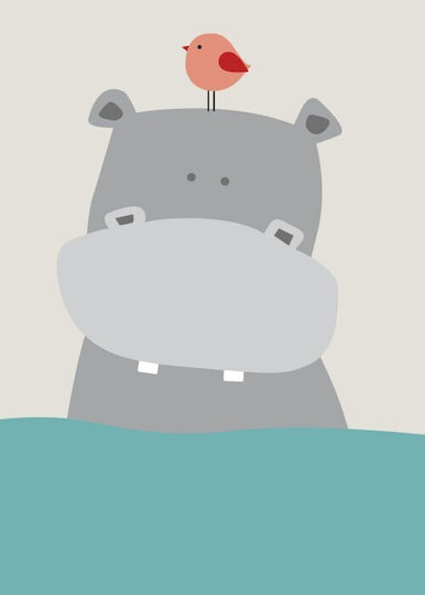 Poster Kinderposter Nilpferd Papier 15x20cm