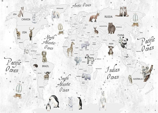 Poster Kinderposter Grauer Karte Tiere Papier 20x15cm