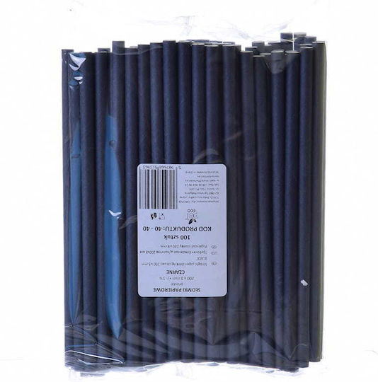 Dicke Schwarze Papierstrohhalme 200x8mm 100 Stück