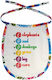 Bestsub Elephants And Donkeys Grow Big Ears Waterproof Bib Fabric with Lace Band Coloured for 3 m+