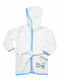 Poulain Baby Bademantel Kapuzen Weiß Blau