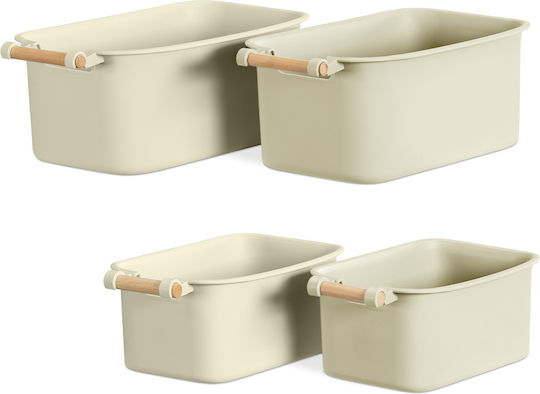 Navaris Set 4 Kunststoff Mittagsboxen Mit Holzgriff Beige 56126.02 Navaris Set 4 Kunststoff Mittagsboxen Mit Holzgriff Beige 56126.02