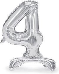 Standing Foil Balloon Number 4 70cm Silver