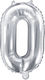 Foil Balloon Number 0 35cm Silver