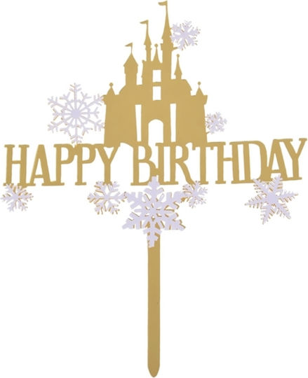Cake Land Happy Birthday Kuchen Topper Goldene Acryl Schloss