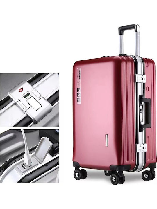 Kourk Cabin Hard Red Suitcase With 4 Wheels Height 49cm