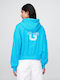 Long Women's Sweatshirt Jacket Hooded Bright Blue