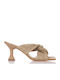 Leder Mules mit Niedrig Absatz in Beige Farbe