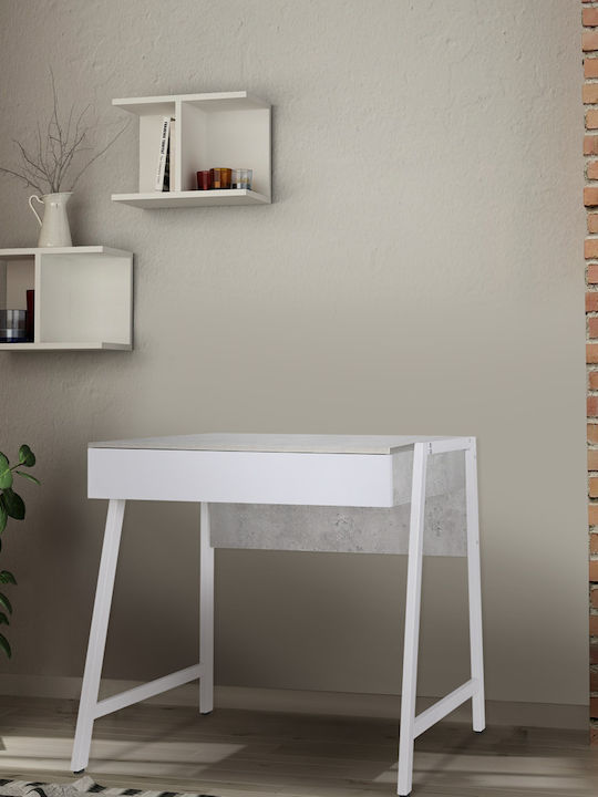 Desk Cement Effect Gray White MDF PVC Legs 100x48x76 cm