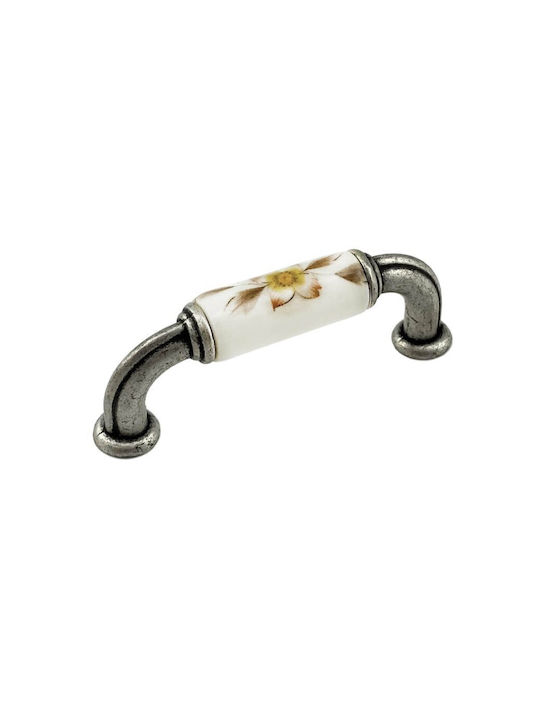 Möbelgriff Gem Mz S755 64mm Antik Silber Braun Blume