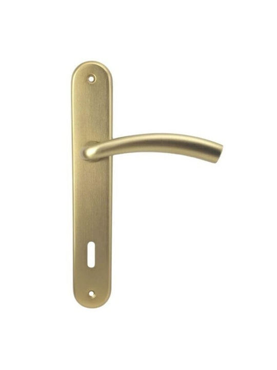 Door Handle Plate Finetto Art.180420 121x51mm K-90mm Matte Gold Pair Double Door 243-180f420plo-Pair Double Door
