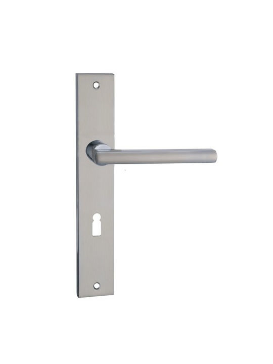 Πομολο Πορτας Πλακα Finetto Art.080056 121,5x51mm Κ-90μμ Inox Σατινε Αριστερό Εξώπορτας 243-080α056bsn-αριστερό Εξώπορτας
