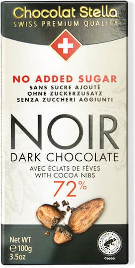 Chocolat Stella No Added Sugar Dark Cocoa Nibs Chocolate 100gr Σοκολάτα