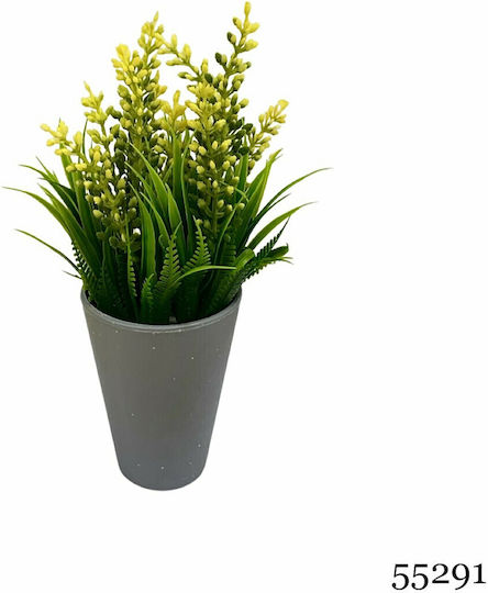 Τεχνητό Φυτό Ibergarden Διαστάσεων 11x11x22cm Γκρι Γλαστράκι Κίτρινα Άνθη