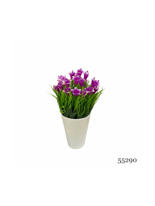 Plantă Artificială Ibergarden Dimensiuni 11x11x20cm Ghiveci Alb Flori Fucsia