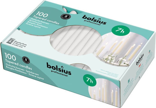 Lumânări Conice Conic Sparmatseta 245/24mm Bolsius 100 Bucăți Albe