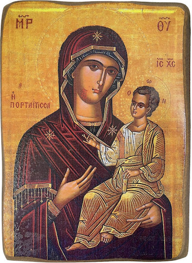 Wooden Saint Icon Holy Mary Portaïtissa Size 7x10cm