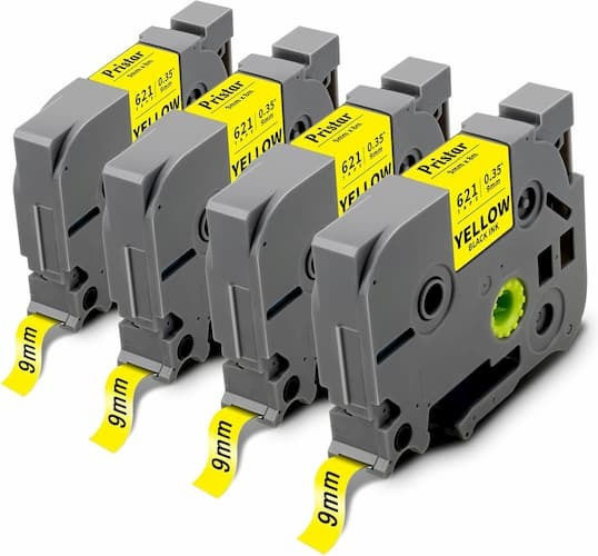 Pristar Ταινία Ετικετογράφου 18m x 9mm σε Κίτρινο Χρώμα 4τμχ