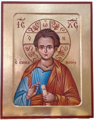 Icon of Saint Emmanuel Enscapti Wooden Icon Wall Gold 27x22cm