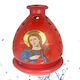 Vigil Oil Lamp Red Porcelain Height 16cm Image of Saint Catherine